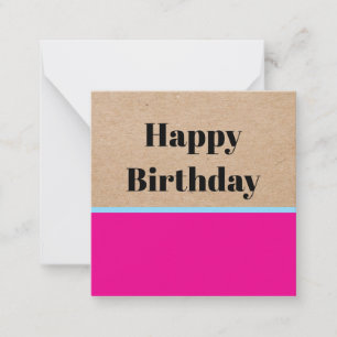 Cartão De Notas Papel Kraft Minimalista Elegante Feliz Aniversário