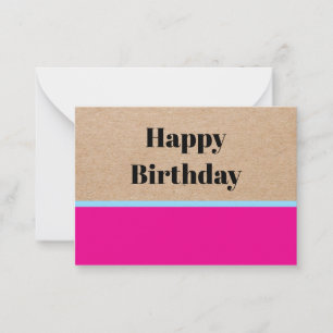 Cartão De Notas Papel Kraft Minimalista Elegante Feliz Aniversário