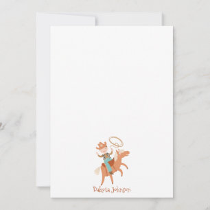 Cartão De Notas Papel Personalizado do Cowboy Kid