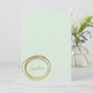 Cartão De Notas Papel personalizado Pastel Mint Green Dourado