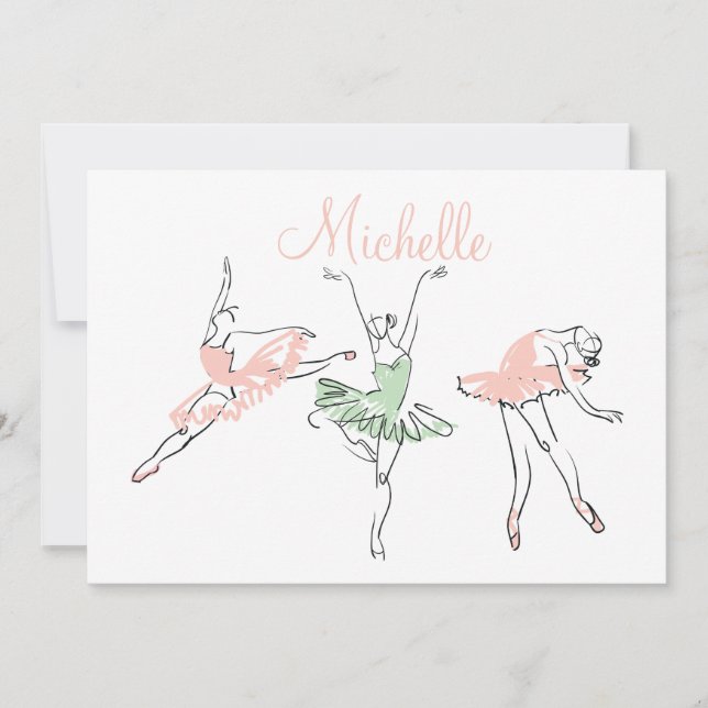 Cartão De Notas Papel Personalizado Prima Ballerina (Frente)