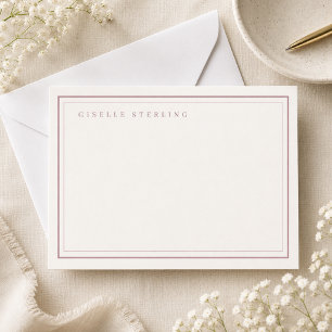 Cartão De Notas Papel Timbrado Rosa Bege Personalizado com Dupla M