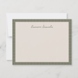 Cartão De Notas Papel timbrado xadrez verde vintage personalizado
