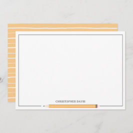 Cartão De Notas Papelaria clássica com lápis emoldurado de volta à