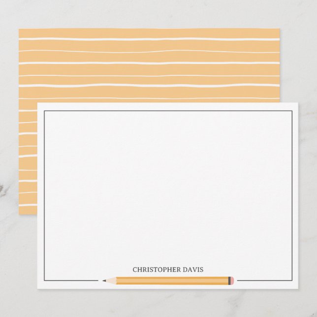 Cartão De Notas Papelaria clássica de volta às aulas com lápis emo (Frente/Verso)