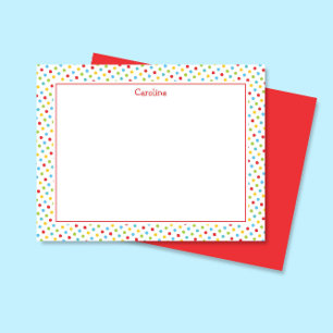 Cartão De Notas Papelaria Colorida e Fofa de Menina com Pontinhos