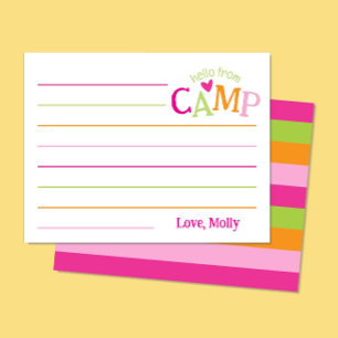 Cartão De Notas Papelaria de Acampamento de Verão Rosa Laranja Lis