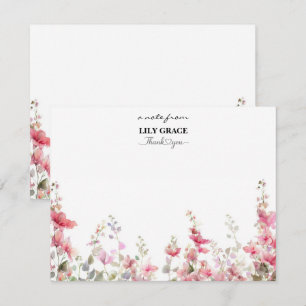 Cartão De Notas Papelaria de Aquarela de Flor Silvestre Rosa Agrad