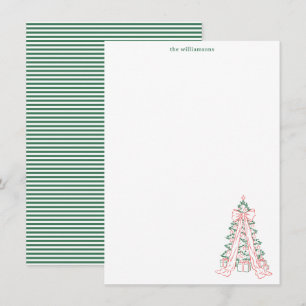 Cartão De Notas Papelaria de Família de Árvore de Natal Caprichosa