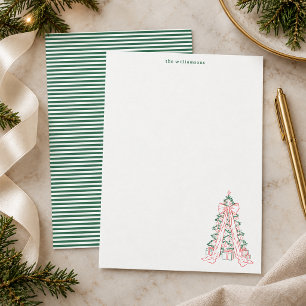 Cartão De Notas Papelaria de Família de Árvore de Natal Caprichosa