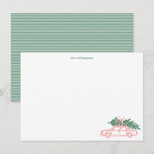 Cartão De Notas Papelaria de Família de Carro de Árvore de Natal F