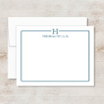 Cartão De Notas Papelaria de Família Elegante Monograma Azul Marin<br><div class="desc">Este design apresenta uma fina borda dupla com espaço para um monograma e nome/texto no topo. Clique no botão personalizar se você gostaria de ajustar os elementos do design e/ou modificar ainda mais o texto! Variações deste design, cores adicionais, bem como produtos coordenados estão disponíveis em nossa loja, zazzle.com/store/doodlelulu. Entre...</div>