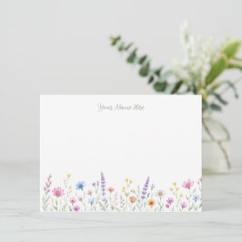 Cartão De Notas Papelaria de Flores Silvestres em Aquarela