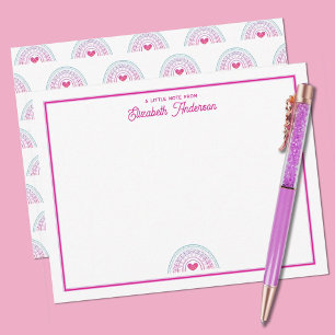 Cartão De Notas Papelaria de Meninas Arco-íris Boho Colorida Fofa