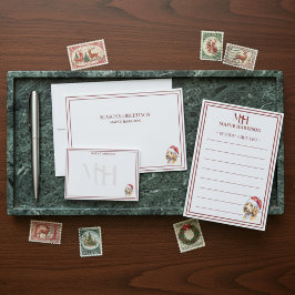 Cartão De Notas Papelaria de Natal do Papai Noel do Golden Doodle