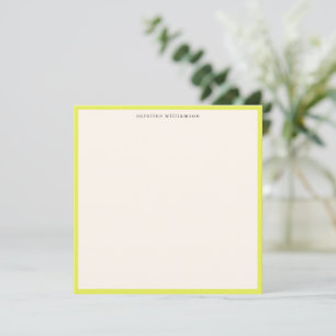 Cartão De Notas Papelaria de Nome com Borda Amarela Wasabi Minimal