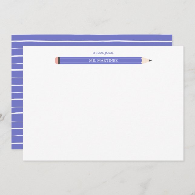 Cartão De Notas Papelaria de professor escolar ilustração de lápis (Frente/Verso)