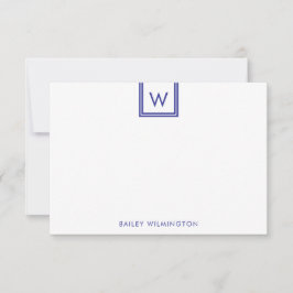 Cartão De Notas Papelaria Estação Deep Blue com Inicial Simples na