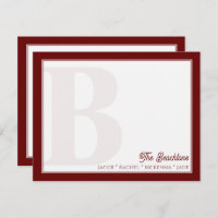 Papelaria Família Monograma Vermelho Escuro Ousado