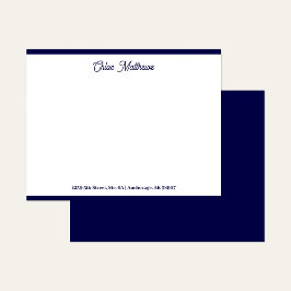 Cartão De Notas Papelaria Fronteira Azul-Marinho Rota Script Elega