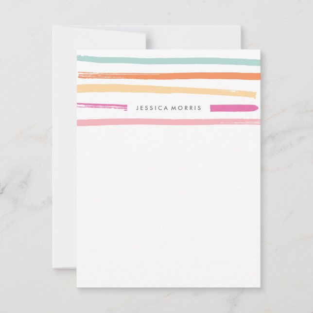 Cartão De Notas Papelaria Fruit Stripes - Tangerina (Frente)