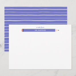 Cartão De Notas Papelaria ilustração lápis professora escola