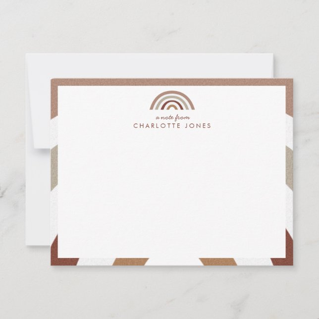 Cartão De Notas Papelaria Infantil Arco-íris Boho Fofa (Frente)