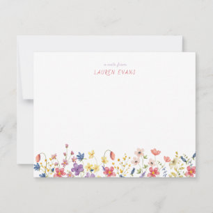 Cartão De Notas Papelaria Infantil de Flores Silvestres Aquarela M