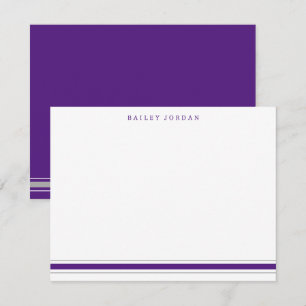 Cartão De Notas Papelaria Masculina Roxo Cinza Listras Simples Trê