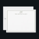 Cartão De Notas Papelaria Monograma Borda Verde Inicial Família<br><div class="desc">Este design apresenta uma fina borda dupla com espaço para a inicial da família e o nome da família. Clique no botão personalizar se você gostaria de ajustar os elementos do design e/ou modificar ainda mais o texto! Variações deste design, cores adicionais, bem como produtos coordenados estão disponíveis em nossa...</div>