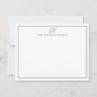 Papelaria Monograma Borda Verde Inicial Família