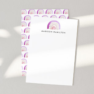 Cartão De Notas Papelaria Personalizada Arco-Íris Aguarela Roxa