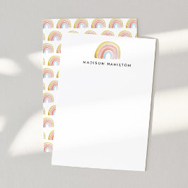 Cartão De Notas Papelaria Personalizada Arco-Íris Aquarela Fofa