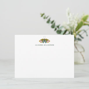 Cartão De Notas Papelaria Personalizada Boho Caprichosa Borboleta