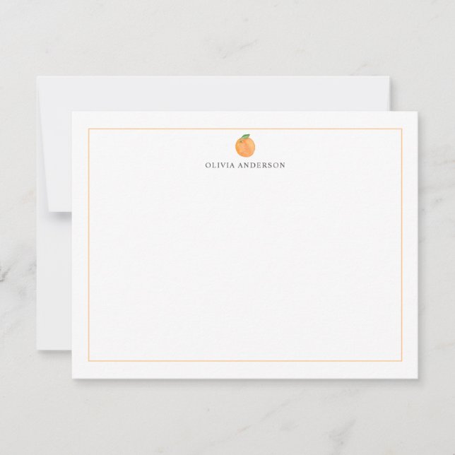 Cartão De Notas Papelaria Personalizada Borda de Fruta Laranja (Frente)