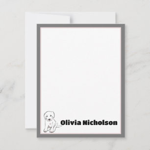 Cartão De Notas Papelaria Personalizada com Arte de Cachorrinho Fo