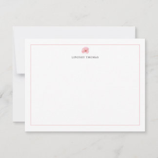 Cartão De Notas Papelaria Personalizada com Borda Rosa de Hibisco
