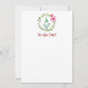 Cartão De Notas Papelaria Personalizada com Gnome de Natal em Aqua