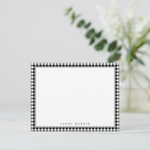 Cartão De Notas Papelaria personalizada com padrão de gingham pret