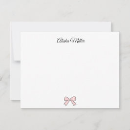 Cartão De Notas Papelaria Personalizada Coquette com Laço Rosa