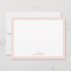Cartão De Notas Papelaria Personalizada Coração Simples Rosa e D