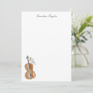 Cartão De Notas Papelaria Personalizada de Aquarela Floral de Celo