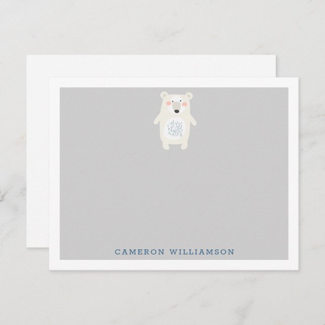 Cartão De Notas Papelaria Personalizada de Cinzas de Urso Polar Bo (Frente/Verso)