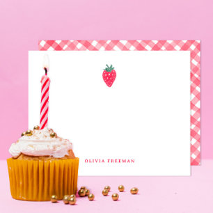 Cartão De Notas Papelaria Personalizada de Morango – Fruta Vermelh