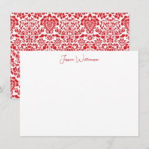 Cartão De Notas Papelaria Personalizada de Natal Vermelho Damasco