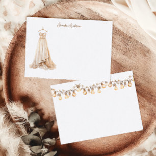 Cartão De Notas Papelaria Personalizada de Noiva Boho Vestido de C