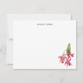 Cartão De Notas Papelaria Personalizada de Orquídea em Aquarela Ro