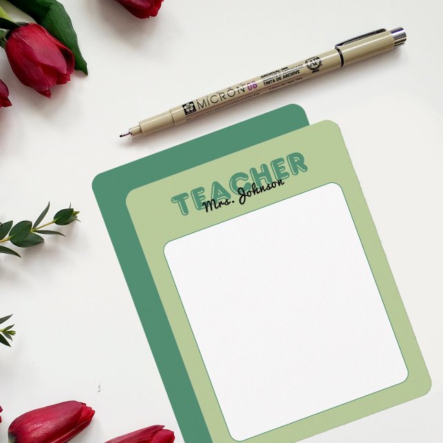 Cartão De Notas Papelaria Personalizada de Professor Final de Ano  (Personalize Teacher Stationery Year End Green Note Card)