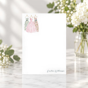 Cartão De Notas Papelaria Personalizada de Vestido de Aquarela Mod