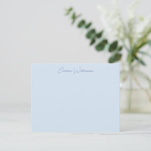 Cartão De Notas Papelaria Personalizada Escrita à Mão Azul Elegant
